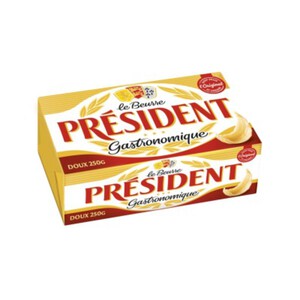Président Beurre Gastronomique doux 82% Mg Plaquette 250g