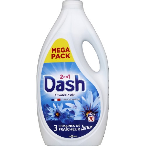 Dash Liquide détergent 2 En 1 Envolée d’air frais x70 Lavages