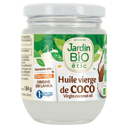 Jardin Bio Huile vierge de coco pour cuisson, vegan 200ml
