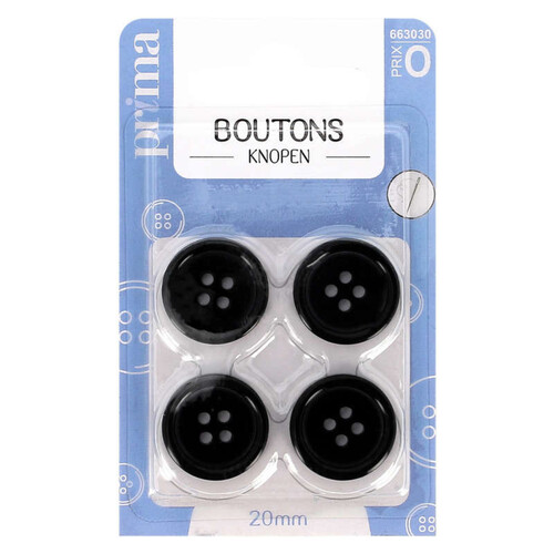 Prima Boutons Noir 20mm