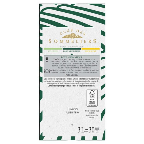 Club des Sommeliers Chardonnay Pays d'OC Igp 3L