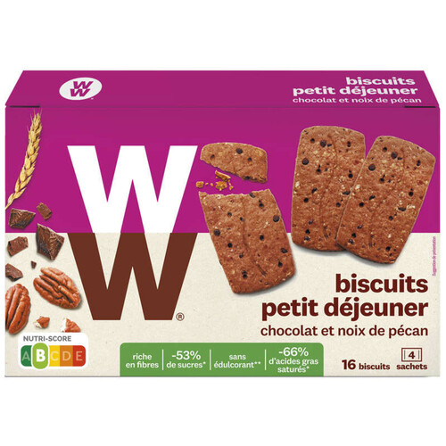 WW biscuits petit déjeuner chocolat et noix de pécan 200g