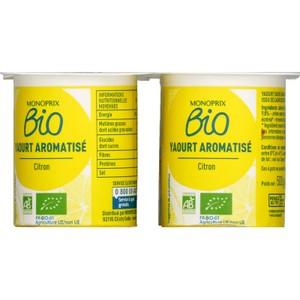 Monoprix Bio Yaourt Citron au Lait Entier 4x125g