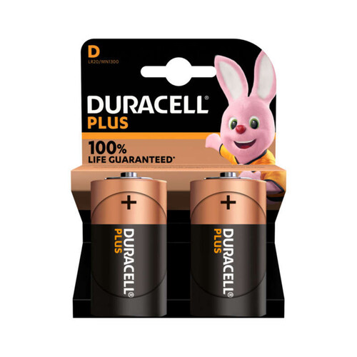 Duracell Plus Piles Alcalines D 1.5V Lr20 Mn1300 Paquet De 2