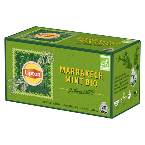 Lipton Thé Vert Bio Marrakech Mint 20 Sachets Mousseline