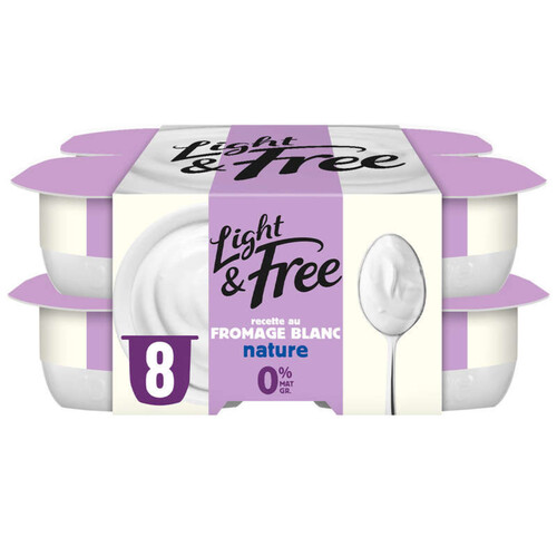 Light & Free Fromage blanc nature 0% 8x100g