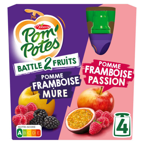 Materne Pom'Potes Battle 2 Fruits Multivariétés 4x90g