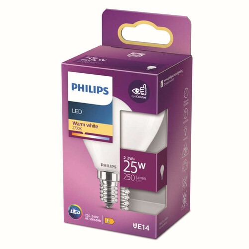 Philips Ampoule LED Sphérique E14 25W Blanc Chaud x1