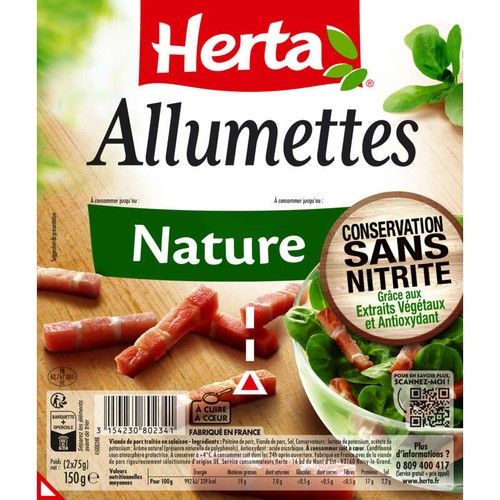 Herta Allumettes Nature Sans Nitrite 2x75g