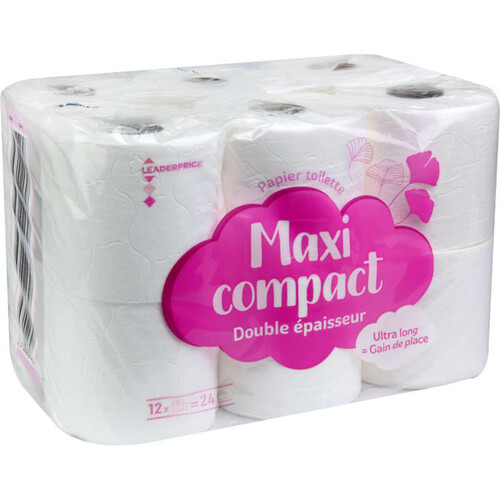 Leader Price Papier Toilette Blanc Maxi Compact x12