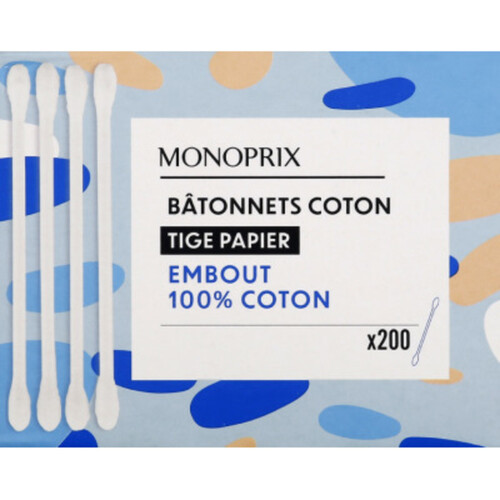 Monoprix Bâtonnets Coton Tige Papier x200