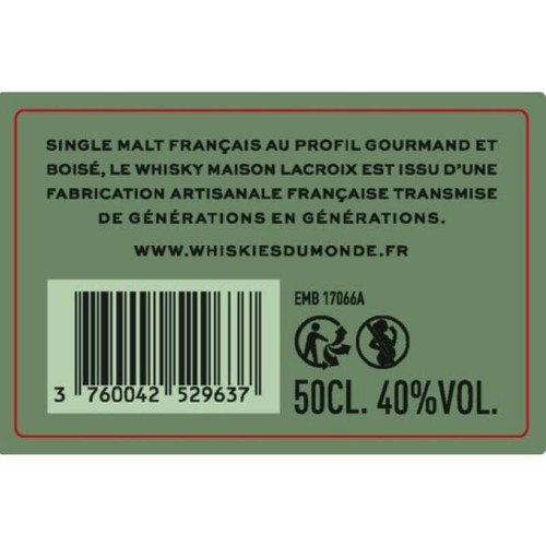 Maison Lacroix Whisky Single Malt 50cl
