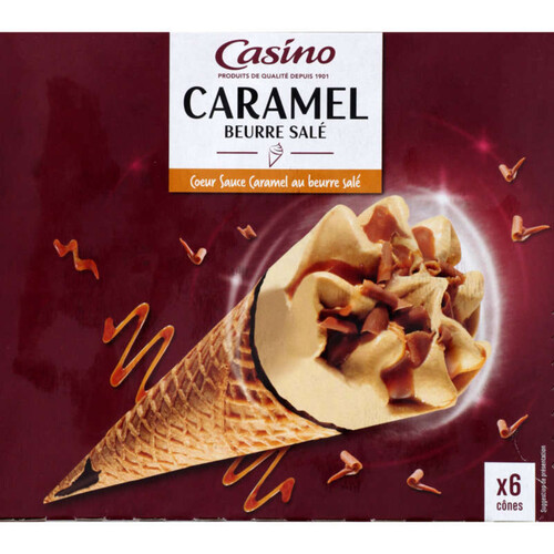 Casino Cônes Glacés - Caramel Beurre Salé - X6 - 429G