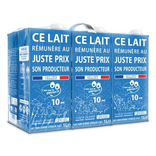 La marque du conso Lait Demi-écrémé stérilisé Le pack de 6x1L
