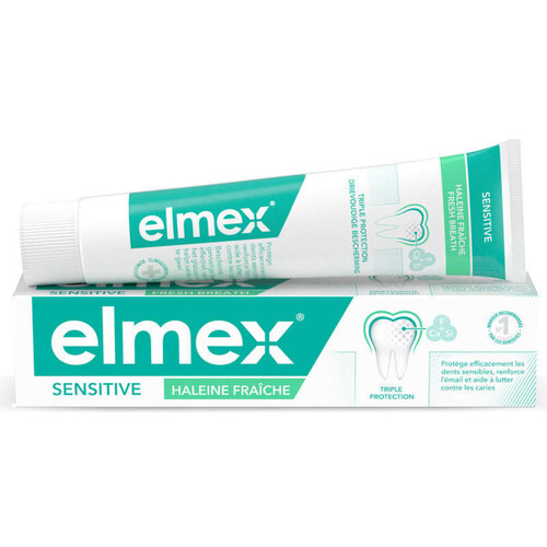 Elmex Dentifrices Dents sensibles nettoyage et fraicheur 0% colorants 75ml