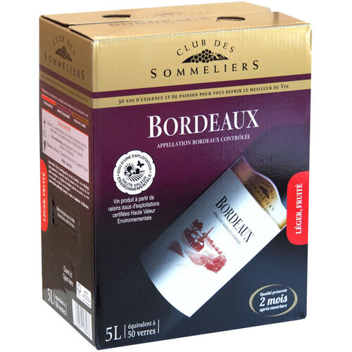 Club Des Sommeliers Bordeaux - Vin rouge - 5l