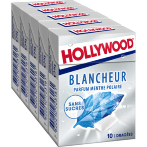 Chewing-gum dragées sans sucre Blancheur menthe polaire, Hollywood