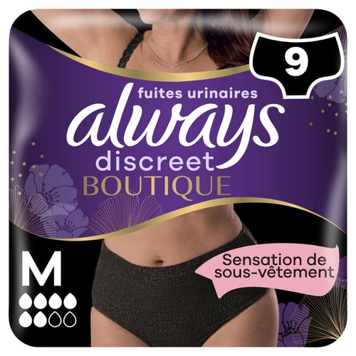 Always Discreet Boutique Culottes Noires Plus M Pour Fuites Urinaires x9