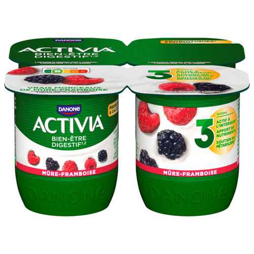 Activia yaourt aux fruits mûre-framboise bifidus 4x125g