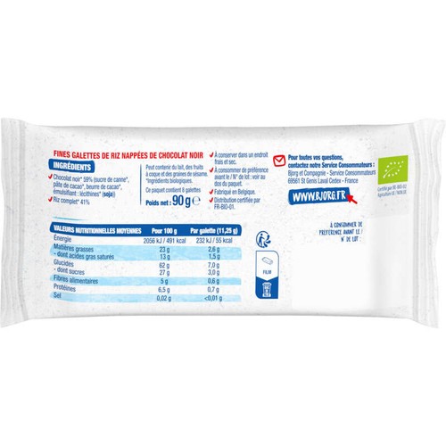 Bjorg Galettes Riz Chocolat Noir Bio 90g