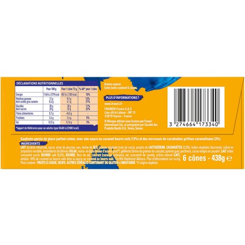 Extreme 6 Cônes Sundae Caramel 438g