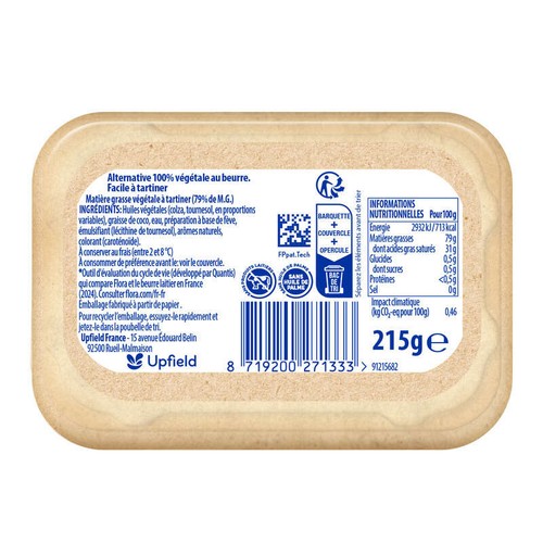 Flora alternative végétale au beurre doux 215g