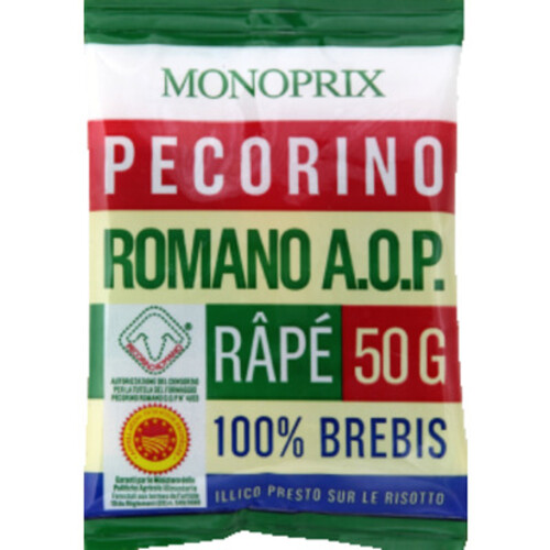 Monoprix Pecorino Romano râpé AOP 50g