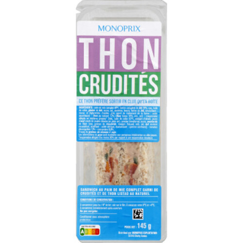 Monoprix Sandwich thon crudités 145g