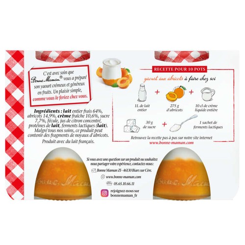 Bonne Maman Yaourt Crémeux/Lit d'Abricot 2x125g