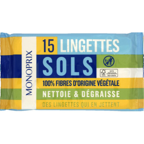 Monoprix Lingettes Sols Pour Tous Types De Balais - Parfum Agrumes x15