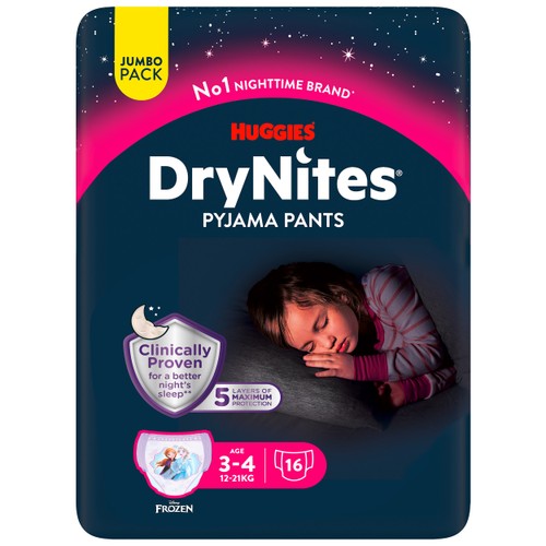Drynites® Sous-Vêtements De Nuits Absorbants Fille 3-4Ans x16 Culottes