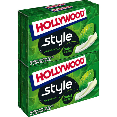 Hollywood Chewing-gum Chlorophylle Menthe Verte sans sucres 92g