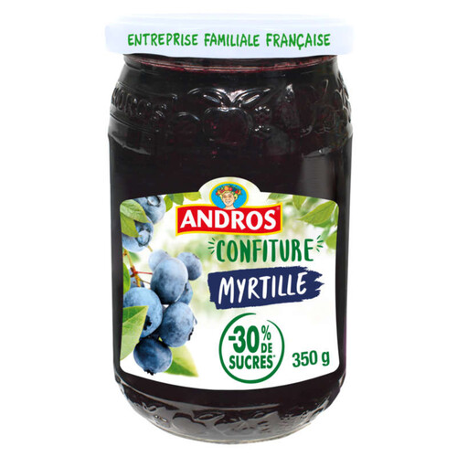 Andros Confiture Myrtille -30% de Sucre 350g