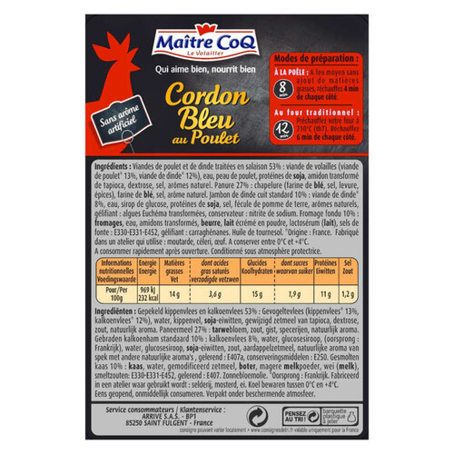 Maitre Coq Cordon bleu de poulet x10 pièces 1kg