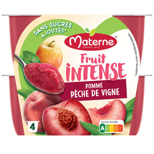 Materne Compotes Fruit Intense Pomme Pêche de Vigne 4*100g