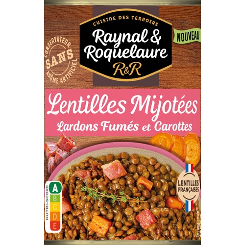 Raynal et Roquelaure Lentilles mijotées lardons fumés carottes 400g