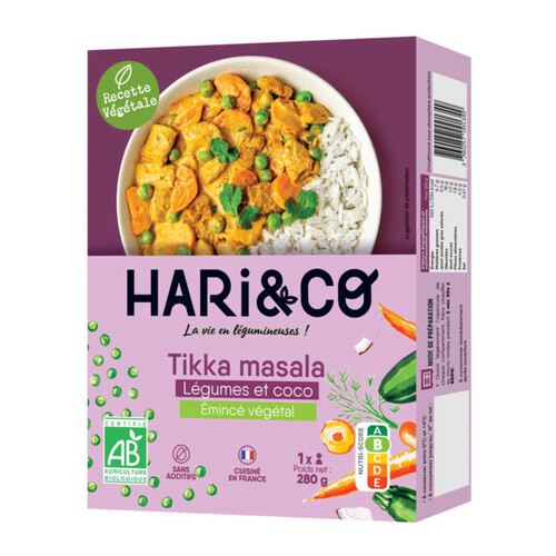 Hari&Co tikka masala légumes et coco bio 280g