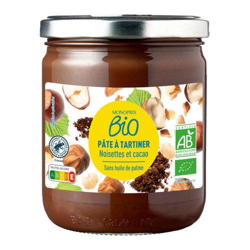 Monoprix Bio Pâte à tartiner Noisette et Cacao Bio 400g
