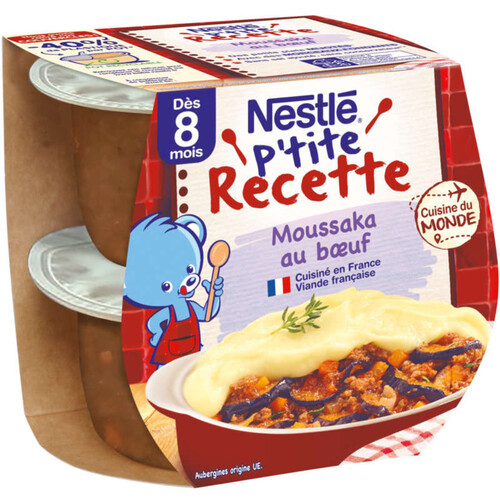 NESTLE P'TITE RECETTE Moussaka au bœuf 2 x 200g - dès 8 mois