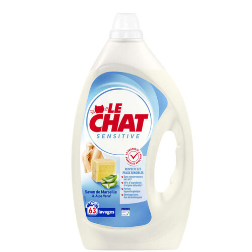 Le Chat sensitive savon de Marseille 63 lavages 2.8L