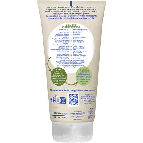 [Para] Mustela Crème Hydratante sans Parfum à l'Huile d’Olive Bio 150ml