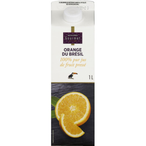 Monoprix Gourmet Orange du Brésil 100% pur jus de fruit pressé 1L