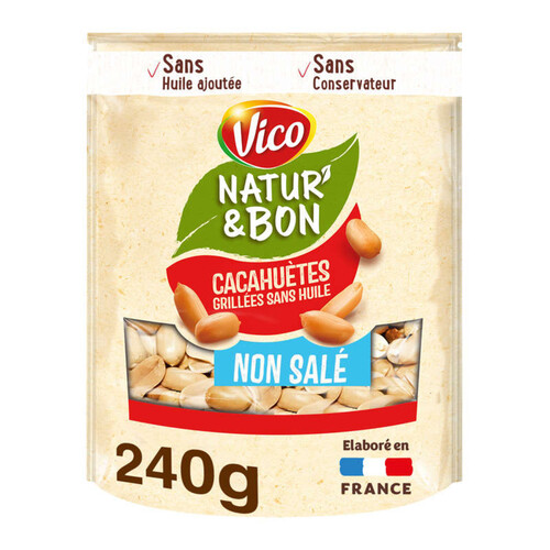 Vico Natur'&bon cacahuètes grillées non salées 240g