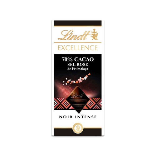 Lindt Excellence Tablette Chocolat Noir Intense 70% Sel Rose De L’Himalaya 100g