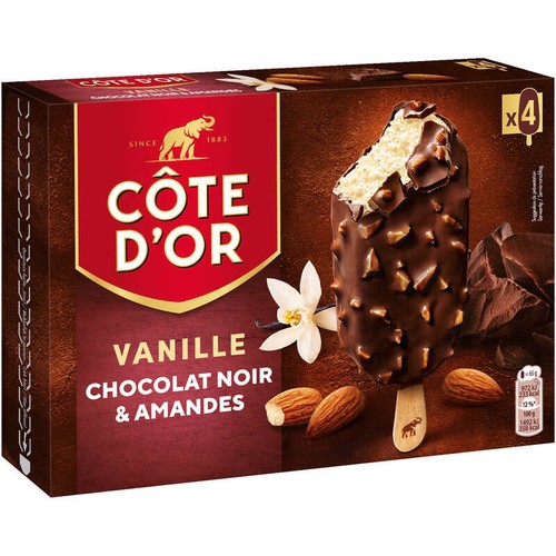 Côte D'or Glaces Vanille Amande x4 260g