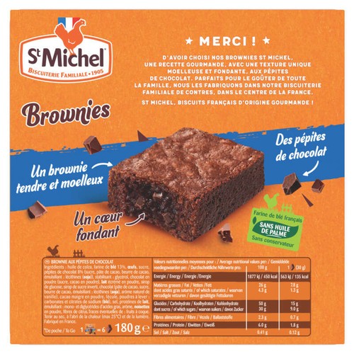 St Michel Brownies aux pépites de chocolat et cœur fondant x6