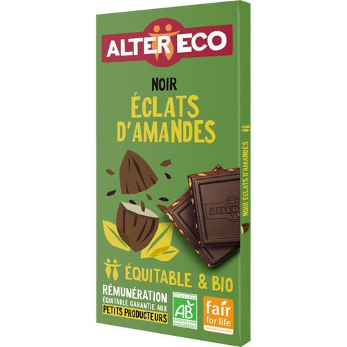 Alter Eco Chocolat Noir Du Pérou Aux Éclats D'Amandes, Bio 100g