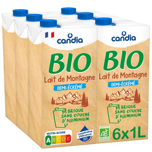 Candia lait demi-écrémé stérilisé bio le pack de 6x1L 