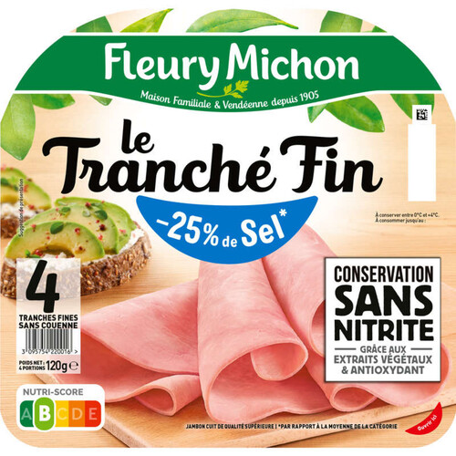 Fleury Michon Le Tranché Fin Jambon Dégustation -25% De Sel X4