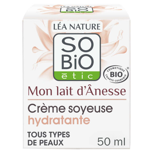 SO'BiO étic Crème Soyeuse Hydratante Lait d'Anesse 50ml